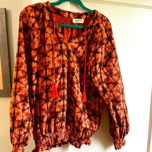 Porridge for anthropologie peasant shirt gathered  waist and wrists EUC